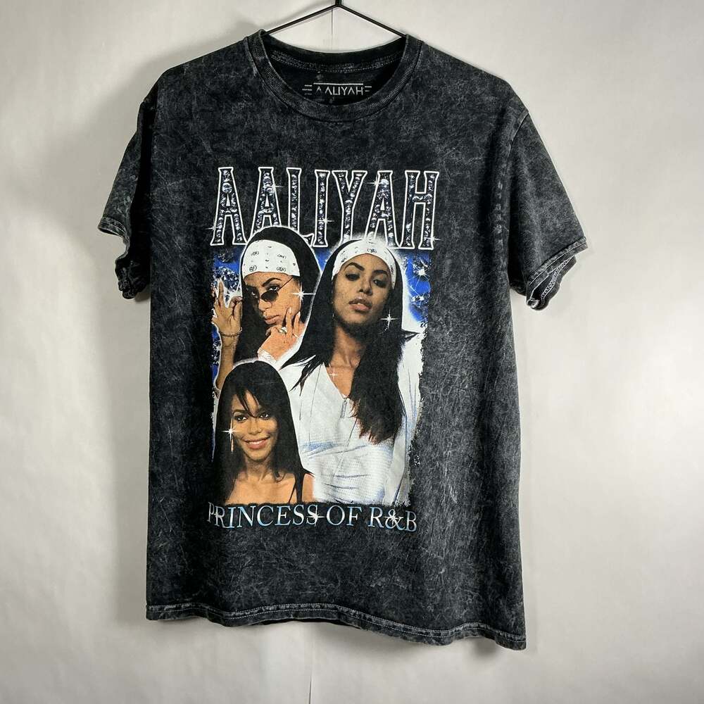 Aaliyah Princess Of R&B Acid Wash Graphic T-Shirt